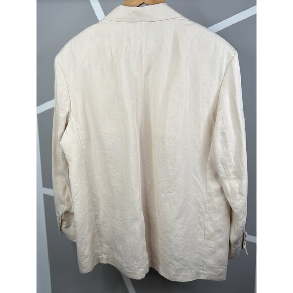 Theory Linen Galena Boxy Blazer Womens Small XS/S Cream Oversized Jacket - Picture 2 of 15